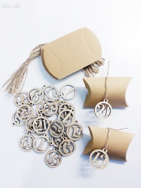 Adventskalender Set Holzahlen/Geschenkboxen braun